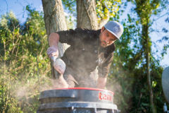 A giant biodegradable landart painting entitled "Un jeu d'enfant?" by French-Swiss artist Saype is pictured on Tuesday September 28, 2021 in Annet-sur-Marne near Paris, France. With an overall area of 3'500 square meters this fresco was created using biodegradable pigments made out of charcoal, chalk, water and milk proteins. (LeSabe for Saype) A giant biodegradable landart painting entitled "Un jeu d'enfant?" by French-Swiss artist Saype is pictured on Tuesday September 28, 2021 in Annet-sur-Marne near Paris, France. With an overall area of 3'500 square meters this fresco was created using biodegradable pigments made out of charcoal, chalk, water and milk proteins. (LeSabe for Saype)